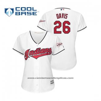 Camiseta Beisbol Mujer Cleveland Indians Rajai Davis 2019 All Star Patch Cool Base Blanco