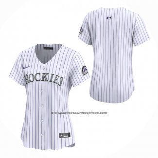 Camiseta Beisbol Mujer Colorado Rockies Primera Limited Blanco
