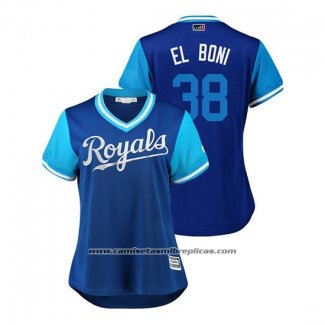 Camiseta Beisbol Mujer Kansas City Royals Jorge Bonifacio 2018 LLWS Players Weekend El Boni Azul