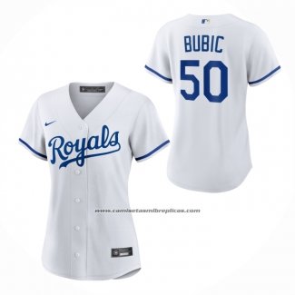 Camiseta Beisbol Mujer Kansas City Royals Kris Bubic Primera Replica Blanco