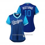 Camiseta Beisbol Mujer Los Angeles Dodgers Justin Turner 2018 LLWS Players Weekend Redturn2 Azul