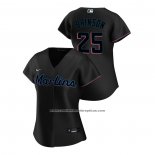 Camiseta Beisbol Mujer Miami Marlins Lewis Brinson Replica 2020 Alterno Negro