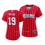 Camiseta Beisbol Mujer Miami Marlins Miguel Rojas 2021 City Connect Sugar Kings Rojo