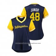 Camiseta Beisbol Mujer Milwaukee Brewers Joakim Soria 2018 LLWS Players Weekend Junior Azul