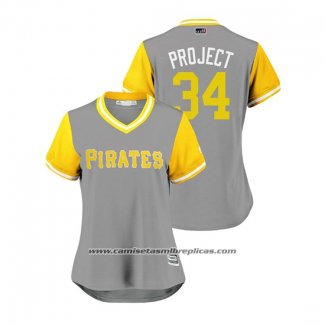 Camiseta Beisbol Mujer Pittsburgh Pirates Trevor Williams 2018 LLWS Players Weekend Project Gris