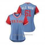 Camiseta Beisbol Mujer Texas Rangers Robinson Chirinos 2018 LLWS Players Weekend Pelo Buche Azul