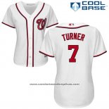 Camiseta Beisbol Mujer Washington Nationals 7 Trea Turner Blanco Cool Base