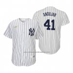 Camiseta Beisbol Nino New York Yankees Miguel Andujar Cooperstown Collection Primera Blanco