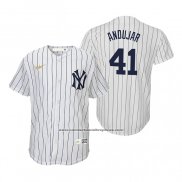 Camiseta Beisbol Nino New York Yankees Miguel Andujar Cooperstown Collection Primera Blanco