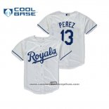 Camiseta Beisbol Nino Royals Salvador Perez Cool Base Primera Replica Blanco