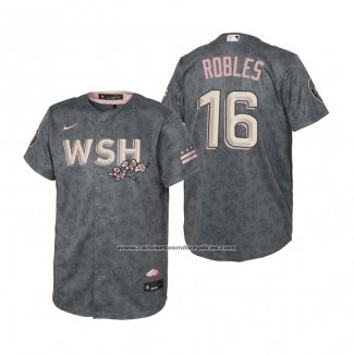 Camiseta Beisbol Nino Washington Nationals Victor Robles 2022 City Connect Replica Gris