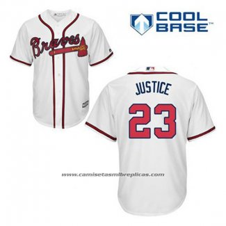 Camiseta Beisbol Hombre Atlanta Braves 23 David Justice Blanco Primera Cool Base