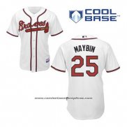 Camiseta Beisbol Hombre Atlanta Braves 25 Cameron Maybin Blanco Primera Cool Base