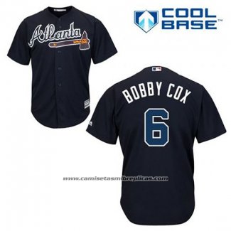 Camiseta Beisbol Hombre Atlanta Braves 6 Bobby Cox Azul Alterno Cool Base