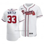 Camiseta Beisbol Hombre Atlanta Braves A.j. Minter Autentico Primera Blanco