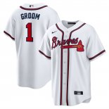 Camiseta Beisbol Hombre Atlanta Braves NO 1 Groom Primera Replica Blanco