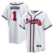 Camiseta Beisbol Hombre Atlanta Braves NO 1 Groom Primera Replica Blanco