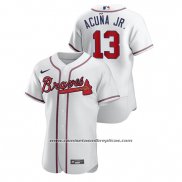 Camiseta Beisbol Hombre Atlanta Braves Ronald Acuna Jr. Autentico Blanco