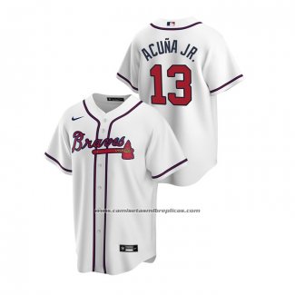 Camiseta Beisbol Hombre Atlanta Braves Ronald Acuna Jr. 2020 Replica Primera Blanco