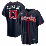 Camiseta Beisbol Hombre Atlanta Braves Ronald Acuna Jr Alterno Replica Azul
