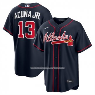 Camiseta Beisbol Hombre Atlanta Braves Ronald Acuna Jr Alterno Replica Azul