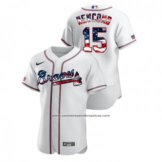 Camiseta Beisbol Hombre Atlanta Braves Sean Newcomb 2020 Stars & Stripes 4th of July Blanco