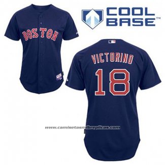 Camiseta Beisbol Hombre Boston Red Sox 18 Shane Victorino Azul Alterno Cool Base