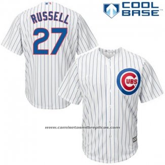 Camiseta Beisbol Hombre Chicago Cubs 27 Addison Russell Blanco Cool Base