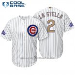Camiseta Beisbol Hombre Chicago Cubs 2 Tommy La Stella Blanco Oro Cool Base