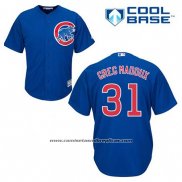 Camiseta Beisbol Hombre Chicago Cubs 31 Greg Maddux Azul Alterno Cool Base