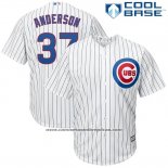 Camiseta Beisbol Hombre Chicago Cubs 37 Brett Anderson Blanco Cool Base