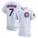 Camiseta Beisbol Hombre Chicago Cubs Dansby Swanson Primera Elite Blanco