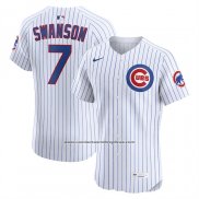 Camiseta Beisbol Hombre Chicago Cubs Dansby Swanson Primera Elite Blanco