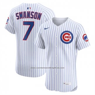 Camiseta Beisbol Hombre Chicago Cubs Dansby Swanson Primera Elite Blanco