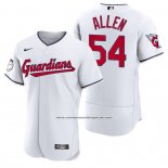 Camiseta Beisbol Hombre Cleveland Guardians Logan Allen Autentico Primera Blanco