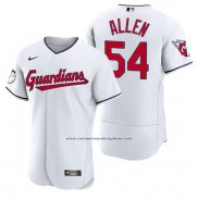 Camiseta Beisbol Hombre Cleveland Guardians Logan Allen Autentico Primera Blanco
