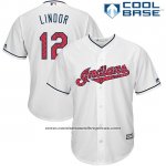Camiseta Beisbol Hombre Cleveland Indians 2017 Estrellas y Rayas 12 Francisco Lindor Blanco Cool Base Camiseta Beisbol Hombre Cleveland Indians 2017 Estrellas y Rayas 12 Francisco Lindor Blanco Cool Base