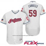 Camiseta Beisbol Hombre Cleveland Indians 2017 Estrellas y Rayas Carlos Carrasco Blanco Flex Base