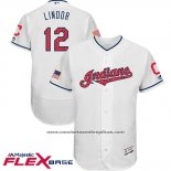 Camiseta Beisbol Hombre Cleveland Indians 2017 Estrellas y Rayas Francisco Lindor Blanco Flex Base