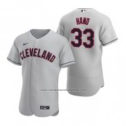 Camiseta Beisbol Hombre Cleveland Indians Brad Hand Autentico 2020 Road Gris