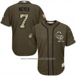 Camiseta Beisbol Hombre Colorado 7 Jose Reyes Verde Salute To Service