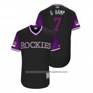 Camiseta Beisbol Hombre Colorado Rockies Garrett Hampson 2018 LLWS Players Weekend G Hamp Negro