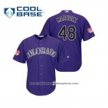 Camiseta Beisbol Hombre Colorado Rockies German Marquez Cool Base Entrenamiento de Primavera 2019 Violeta