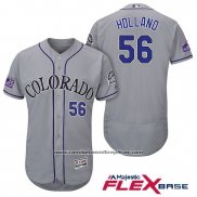 Camiseta Beisbol Hombre Colorado Rockies Greg Holland 56 Gris Autentico Collection Flex Base