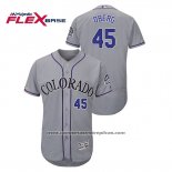 Camiseta Beisbol Hombre Colorado Rockies Scott Oberg Autentico Collection Flex Base Gris