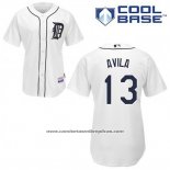 Camiseta Beisbol Hombre Detroit Tigers Alex Avila 13 Blanco Primera Cool Base