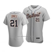 Camiseta Beisbol Hombre Detroit Tigers Jacoby Jones Autentico Road Gris