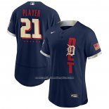 Camiseta Beisbol Hombre Detroit Tigers Personalizada 2021 All Star Autentico Azul