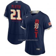 Camiseta Beisbol Hombre Detroit Tigers Personalizada 2021 All Star Autentico Azul