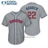Camiseta Beisbol Hombre Houston Astros 2017 Estrellas y Rayas Josh Reddick Gris Cool Base